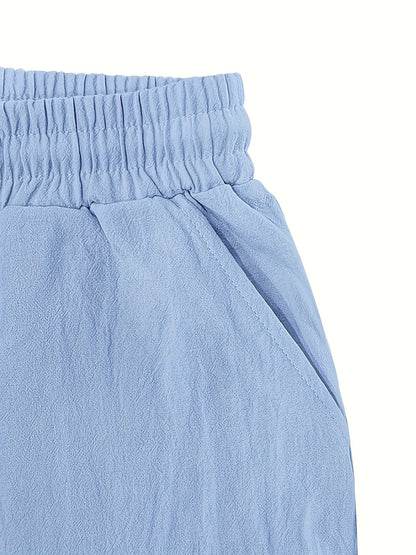 Men'S Spring/Summer Thin Breathable Casual Pants, Loose Fit, Solid Color, Drawstring Wide-Leg Trousers