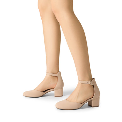 Women's Closed Round Toe Low Block Heels Ankle Strap Chunky Heel Pumps Dress Wedding Office Party Shoes Closed Toe Heels for Women Heels Closed Round Toe Chunky Block Pumps Shoes