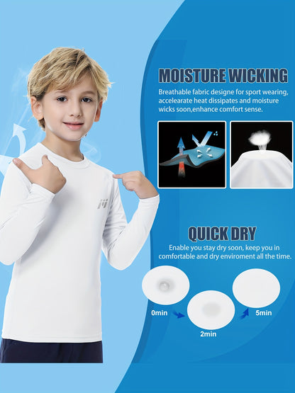 2pcs/Set Boys And Teenagers Round Neck Suit Quick Dry Fishing Running Swimming Polyester Clothes Two-Piece Basic Style Boys Clothes for Summer Outdoor Activities, for Outdoor