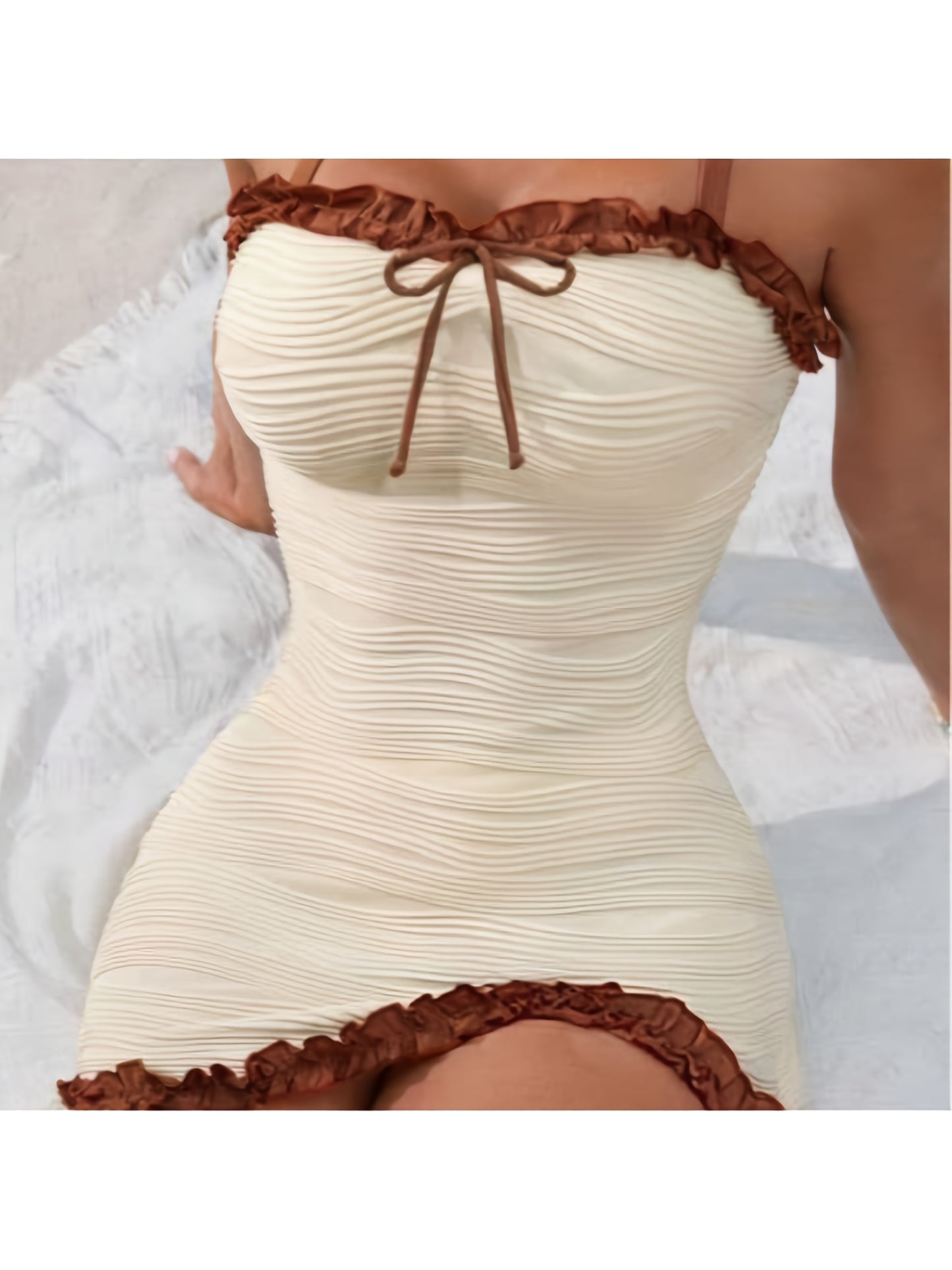 New European and American Style Sexy Fashionable Vacation Hot Spring Swimsuit Set with Bow, Slim-Fit Bikini, Tankini