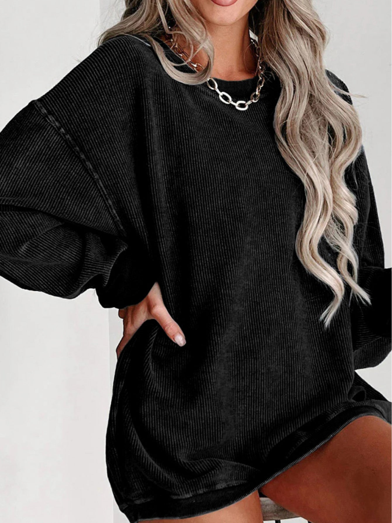 Women's Pink Lace Long-Sleeve Sweatshirt - product view 11