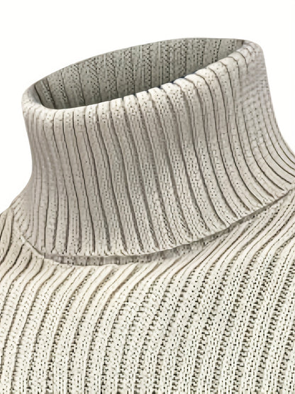 Men's Mature Casual Vintage Twisted Turtleneck Knit Pullover