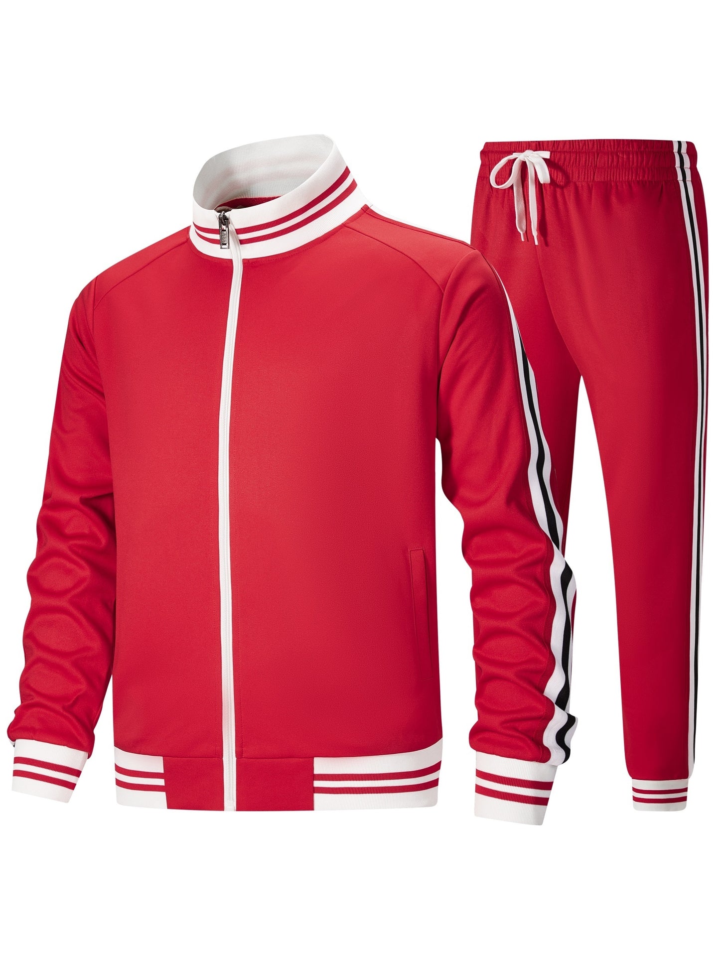 Men Track Suits Sets Long Sleeve Full-zip Sweatsuit Active Jackets And Pants 2pcs Outfits