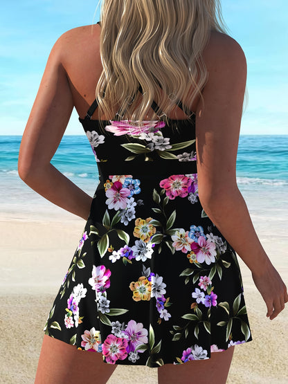 Fashionable Women's Pink Bubble Tankini Swimsuit Set