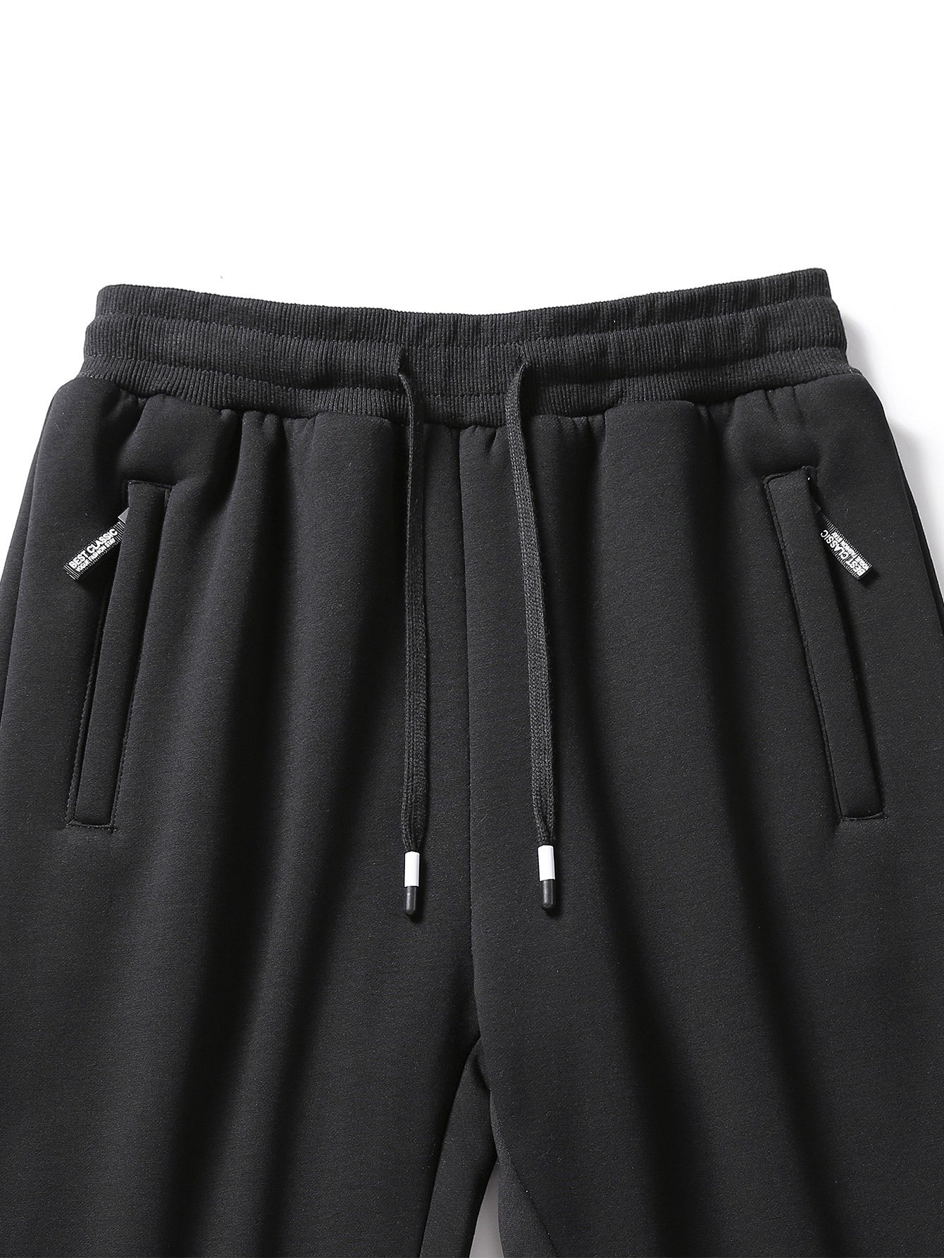2pcs Winter Men's Warm Lamb's Fleece Casual Pants, Loose-Fit Essential for Home and Daily Wear, Simple Fleece-Lined Casual Pants with Elastic Waistband, Hidden Zipper Pocket Design, Cuffed Hem for Warmth, Loose and Long Fit. Simple and Versatile