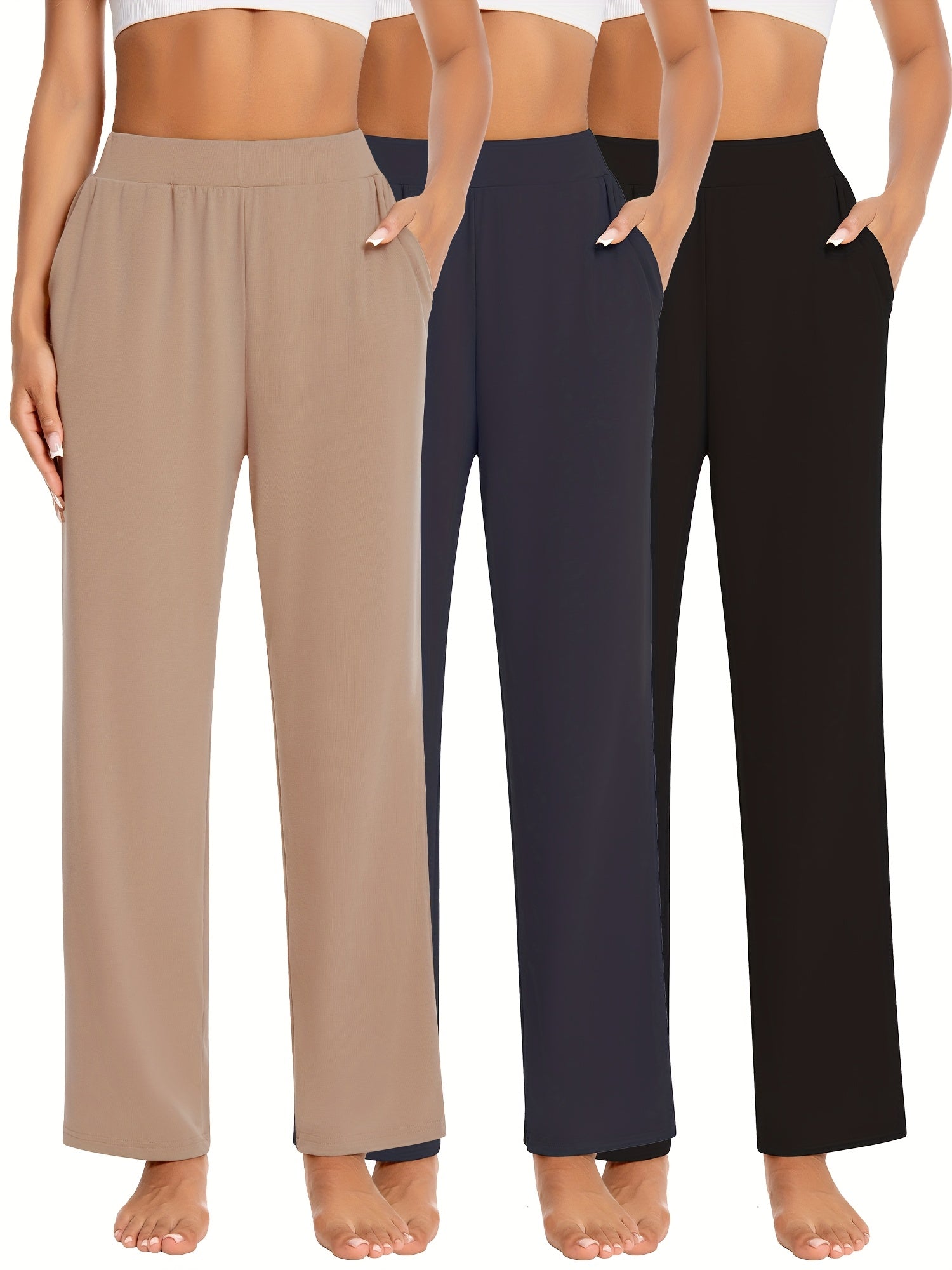 Women's Black/Carbon Grey/Khaki Viscose Pants - product view 2