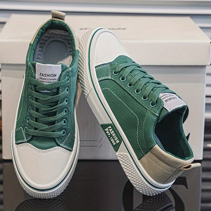 Men'S Fashion Sneakers - Blue And White Casual Canvas Sneakers with Lace-Up Closure, Comfortable for Street, Hiking And Outdoor Activities, All-Season Footwear, Casual Footwear | Lace-Up Sneakers | Comfortable Footwear