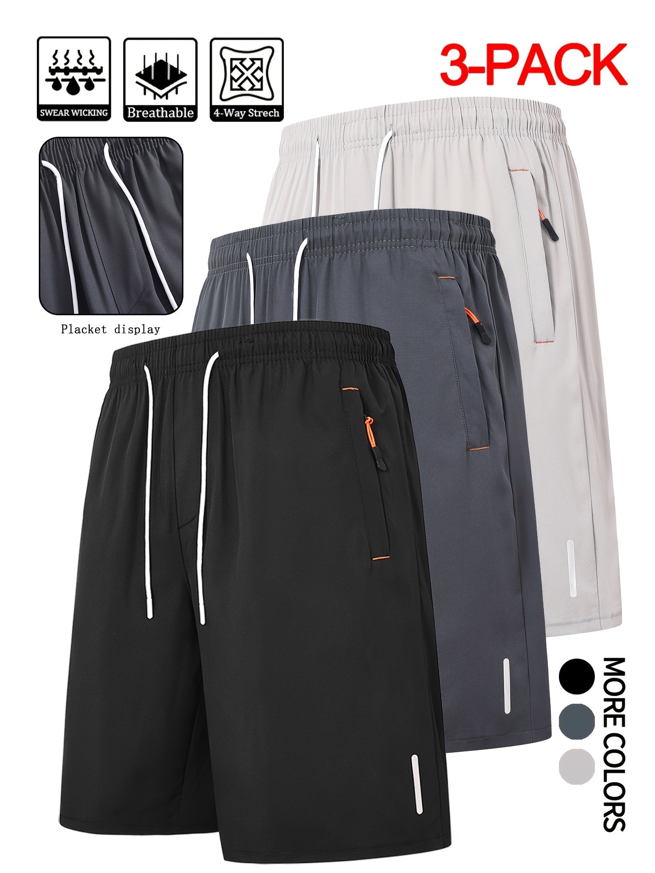 Men's Black + Dark Gray + Light Gray Shorts - product view 13