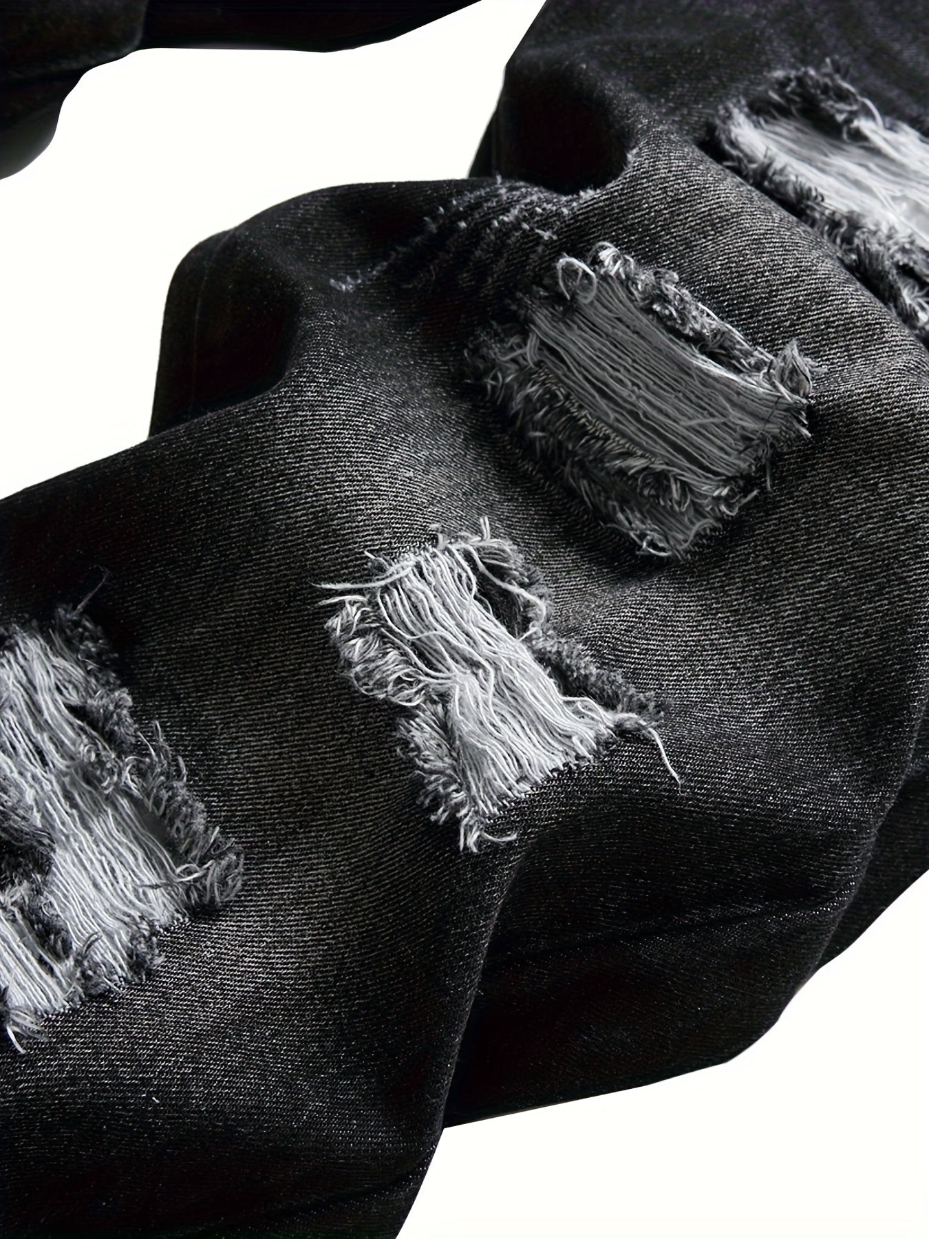 Men'S Black Distressed Denim Pants