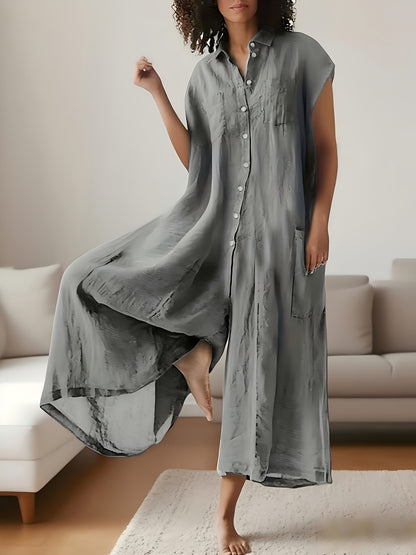 Women's Green V-Neck Pleated Jumpsuit - product view 12