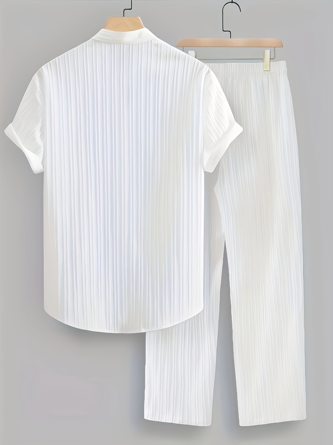 Men's Casual Breathable And Comfortable Short-sleeved Shirt with Multi-color Beach Outfit, Elastic Waist with Pockets, 2pcs Set for Holiday Essentials
