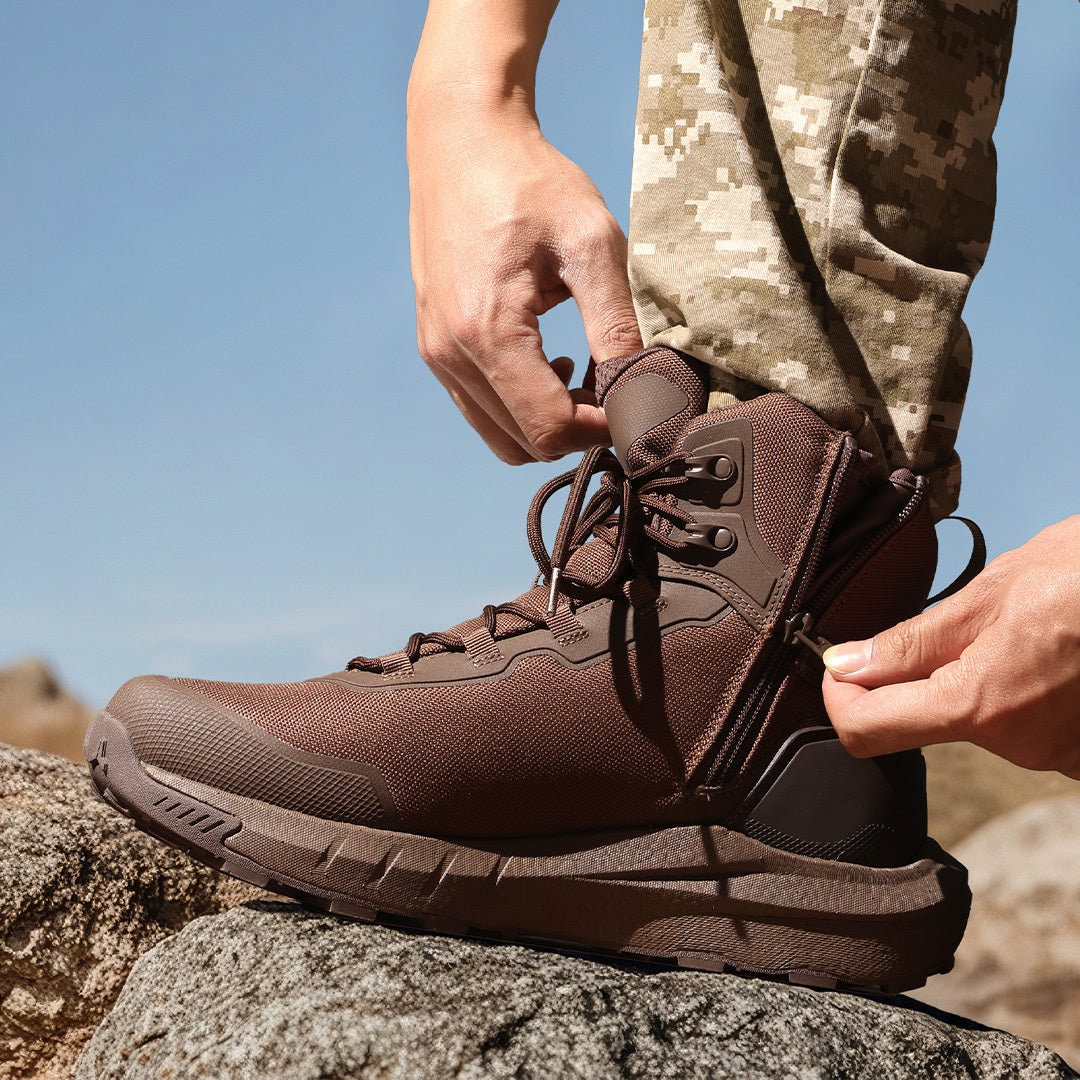 NORTIV 8 Men's Tactical Hiking Boot Lightweight Boots for Work All Day Side Zipper Motorcycle Combat Boot Arch Support 8 Inches