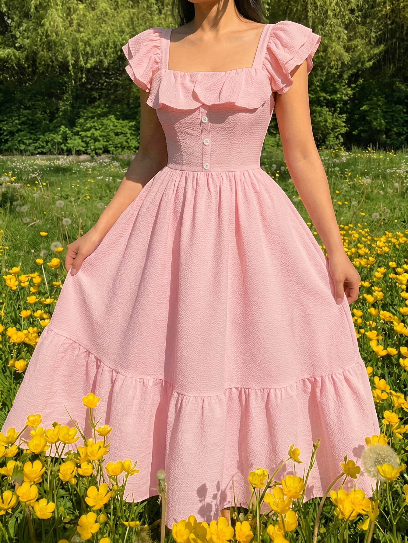 [Elegant Romantic Dress] Women's Spring/Summer Off-Shoulder Ruffled Waist Dress | Elegant Romantic Design, Showcasing Soft Temperament, Ideal for Dates, Outings And Daily Wear