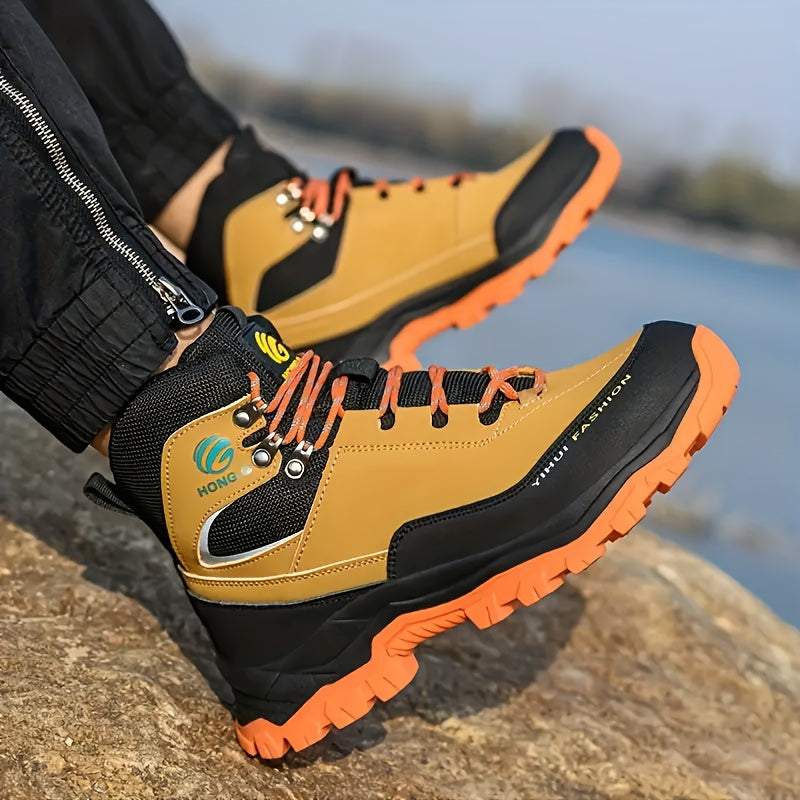 Men'S Durable Footwear Featuring Black And Yellow Design, Resistant to Impacts And Punctures, with Steel Toe