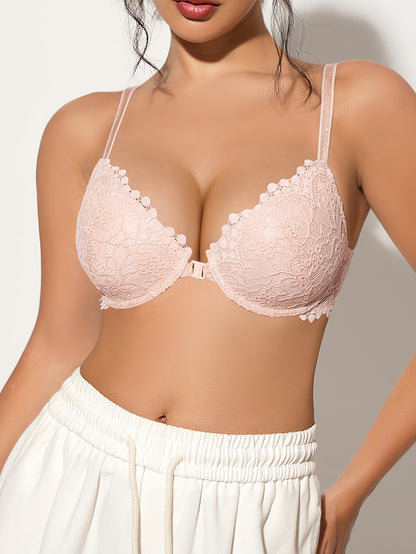 Sexy Lace Front-Buttoned Lingerie Women'S Cup-Shaped Soft And Breathable Push-Up Bra. Shipped from Local