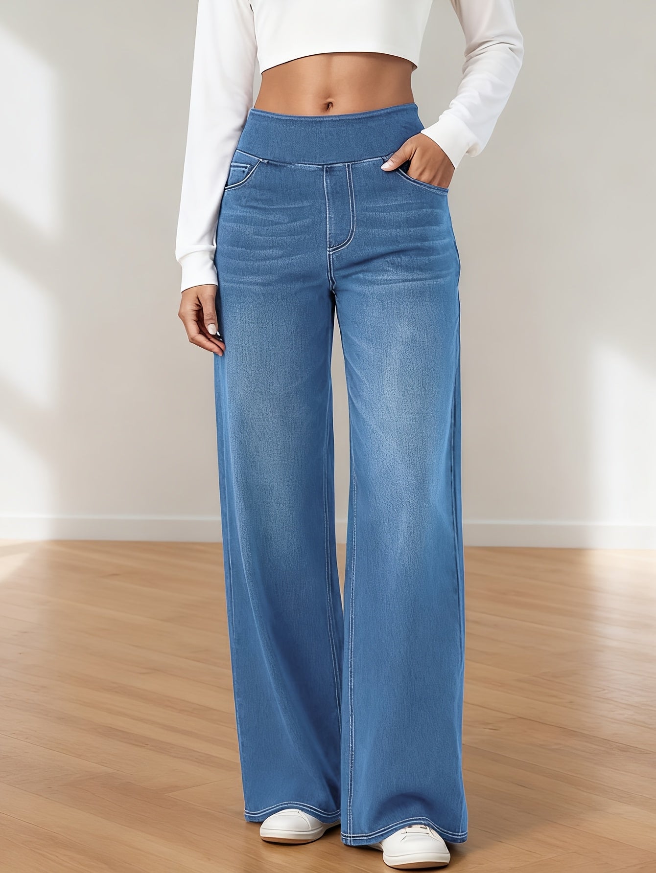 Women's Light Blue Denim High-Waist Jeans - product view 3
