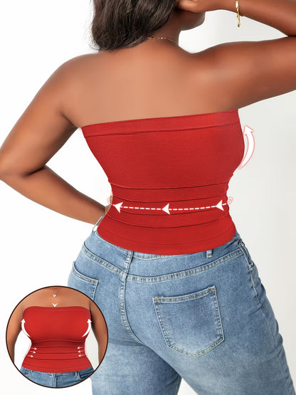 5pcs Set 2026 Spring-summer New Women's Large-size Waist-shaping Comfortable Breathable Bandeau, High-elasticity Slim Fit, Suitable for Office, Parties, And Casual Daily Wear.
