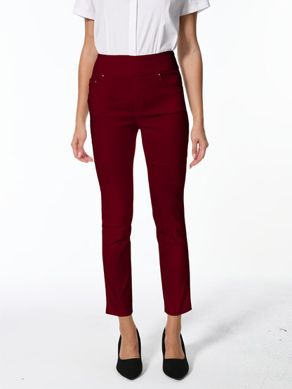 Women's High Waist Dress Pants Stretchy Straight Leg Slim Fit Work Slacks with 5 Pockets, Elegant Office & Casual Wear