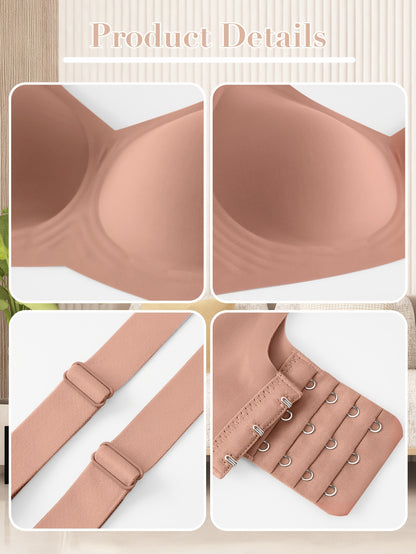 Elegant Solid Color Wireless-Free Push-Up Bra - Medium Support, Comfortable & Lifted Design for a Lifted Appearance, Non-Removable Pads, Seamless Full Cup Coverage, All-Day Wear, Women's Lingerie, Sleek Push-Up Bra, Smooth Fabric