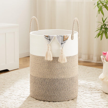 Collapsible Laundry Basket, Woven Rope Laundry Hamper, 12.15gal/15.85gal/ 21.13gal/26.42gal Laundry Bag For Decor Storage Of Dirty Clothes, And Blankets In Bathroom, Room And Living Room