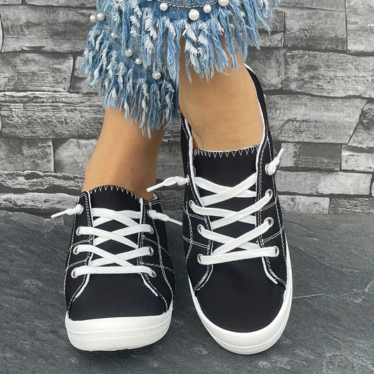 [Sneakers] Newly Designed Women'S Classic Black Outdoor Skate Shoes, Offering Comfort, Lightness, And a Trendy Flat Sole in Larger Sizes for Sports