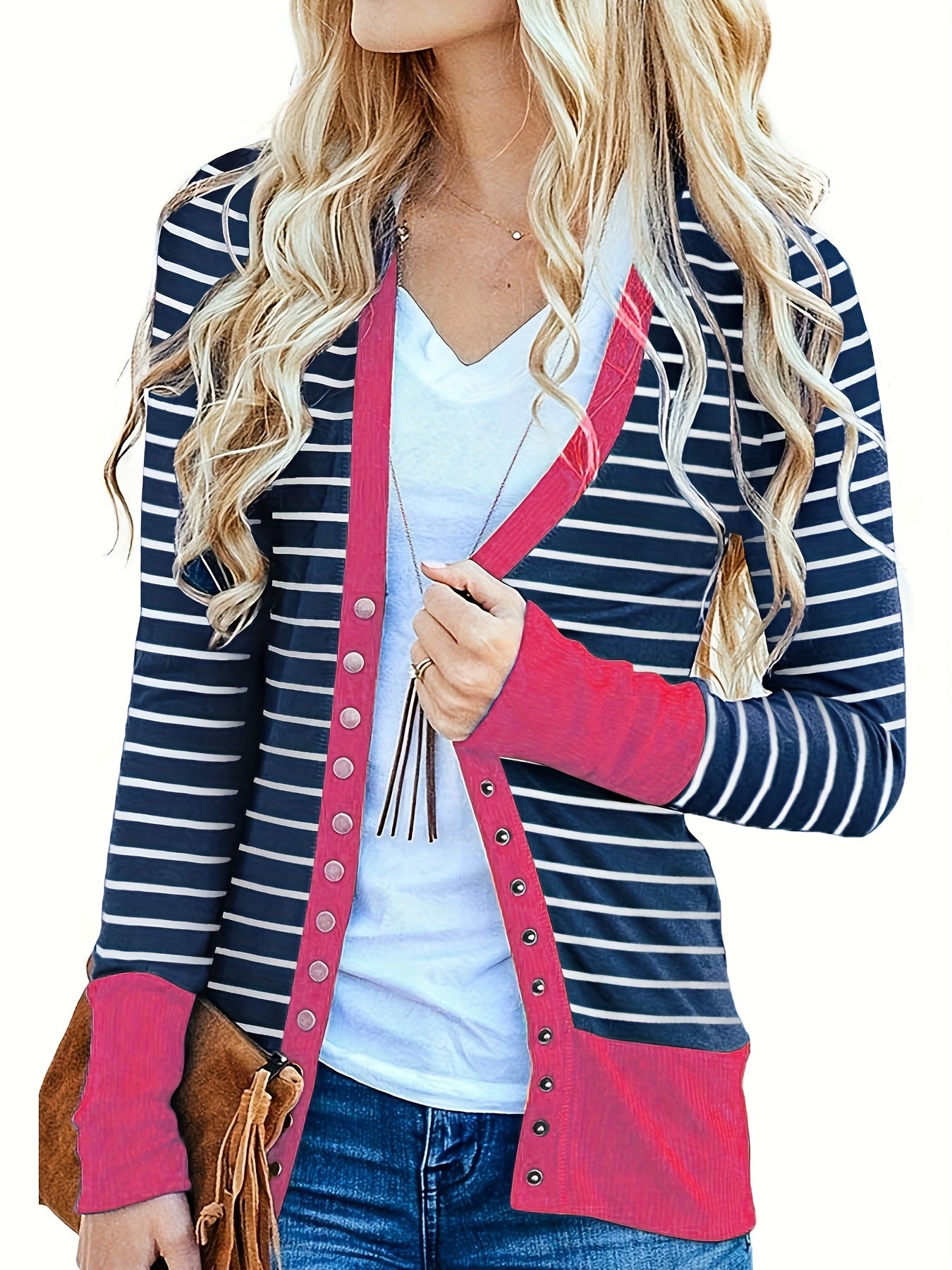 Women's Button Cardigan Long Sleeve Tops Shirts Outwear Solid Ribbed Open Front Cardigan Sweaters