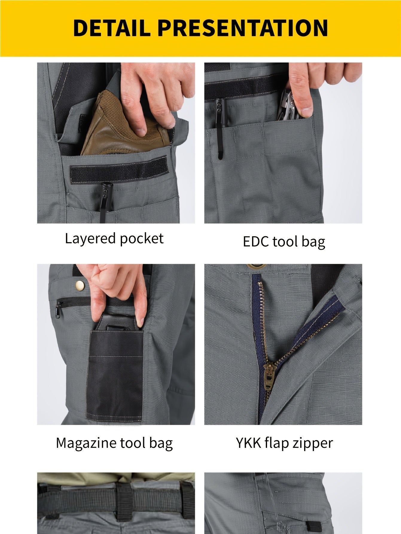 2pcs Set, Men'S Outdoor Cargo Pants, Multi-Functional Pockets, Lightweight, Ripstop, Durable Work Pants, for Camping Hiking Fishing, Suitable for Spring Summer And Autumn Seasons
