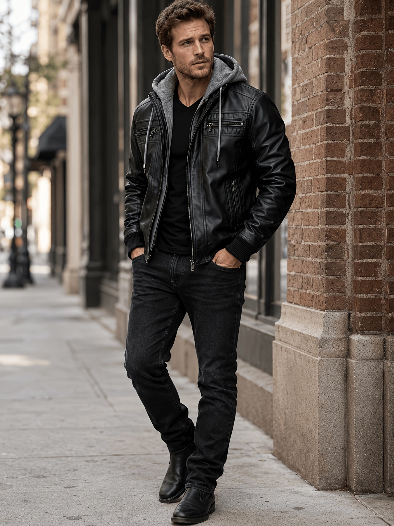 Men'S Stylish Jacket Featuring a Hood with Drawstrings, Several Zippered Pockets, Comfortable Ribbed Cuffs, Wind-Resistant for Outdoor Use, Perfect for Casual Streetwear, Suitable for Everyday Outings, And Makes an Excellent Gift