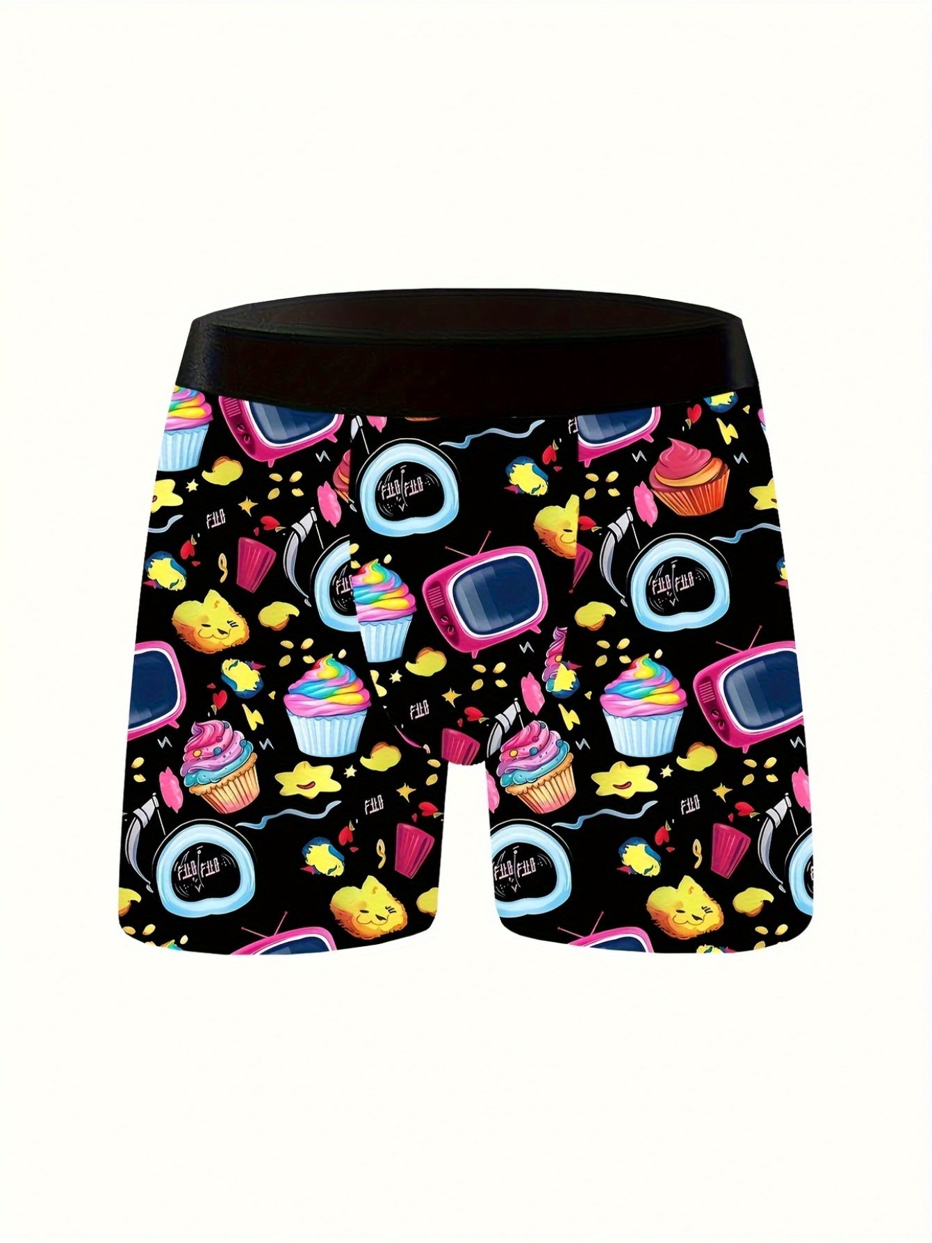 10pcs Men's Graffiti and Game Controller Boxer Briefs- Breathable Quick-Dry Polyester, Medium Elasticity, Random Camouflage Print for Home, Swimming, and Casual Wear, Playful Pattern Boxer Briefs| Comfortable and Well-fitted Boxer Shorts