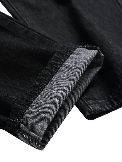 Men'S Slim Fit Straight Leg Denim Pants with Ripped And Distressed Details