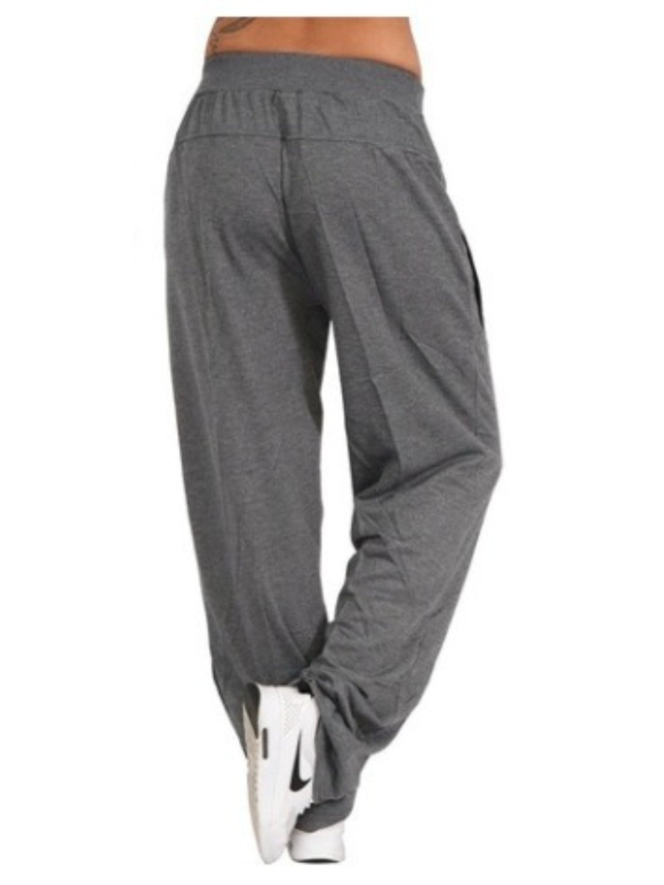Plus Size, Drawstring Waist Wide Leg Pants Solid Color Casual Trousers Versatile Everyday Bottoms for Women