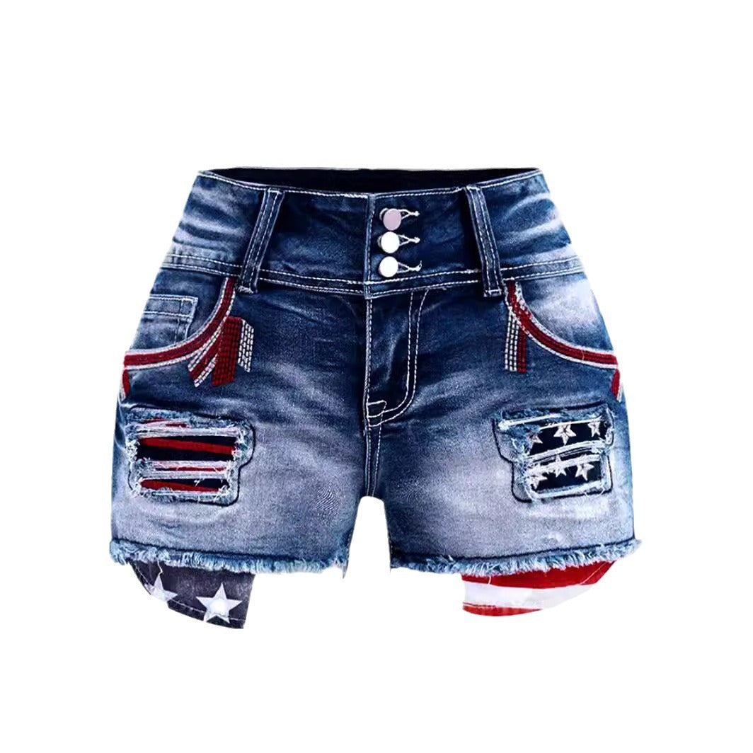 2025 Summer New Denim Mid-Length Shorts: Women's Ripped Five-Point Shorts, Stretch Washed Fabric, Comfortable and Breathable, Fashionable and Versatile, Create a Refreshing Summer Look! Upgrade Your Summer Wardrobe with These Stylish and Comfortable