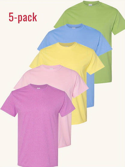 Men's Solid Color T-Shirt - Classic Neck Short Sleeve 079589