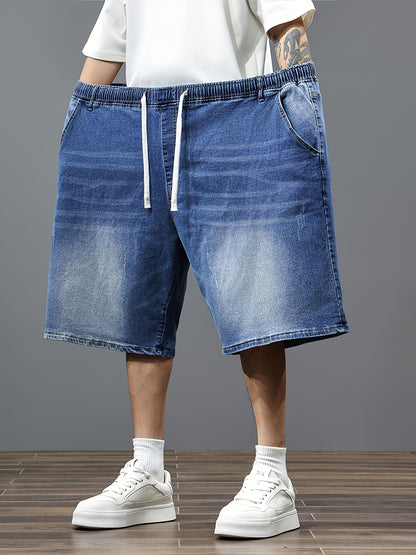 Mens Big And Tall Clothing Denim Shorts, Loose Fit Elastic Waist Casual Jean Shorts for Summer, PLUS SIZE