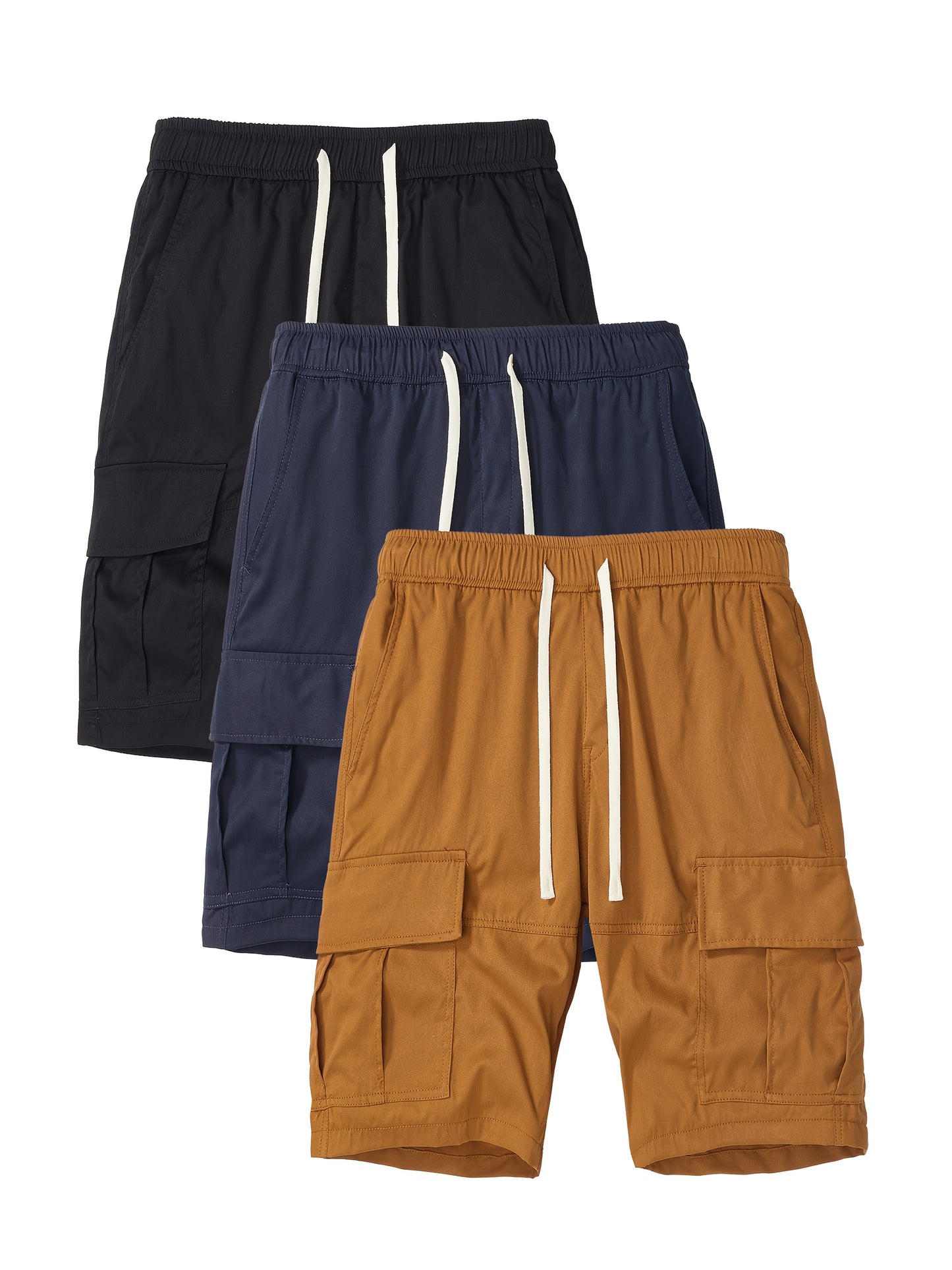 Men's Black + Gray + Brick Red Polyester Cargo Shorts - product view 17