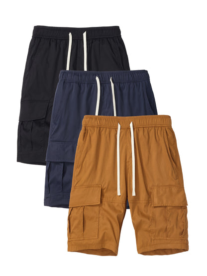 Men's Black + Gray + Brick Red Polyester Cargo Shorts - product view 17