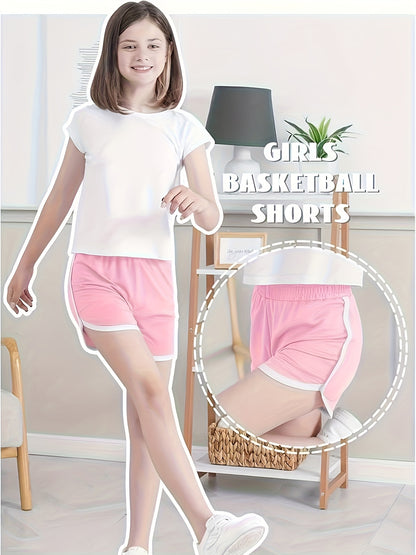 Random 6pcs Of Girls' Sporty Shorts, Children's High-waisted Yoga Dance Cycling Shorts, Comfortable Gymnastics Shorts, 2-12 Years Old, Spring Clothes, Summer Clothes, Easter Gifts, Discounted, 4th Of July, Perfect for Outdoor