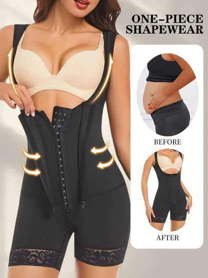 Women's Shapewear Front Button Abdominal Zipper Post Surgical Abdominal Control Full Body Shaping Legs Crotch Zipper Hip Lifter