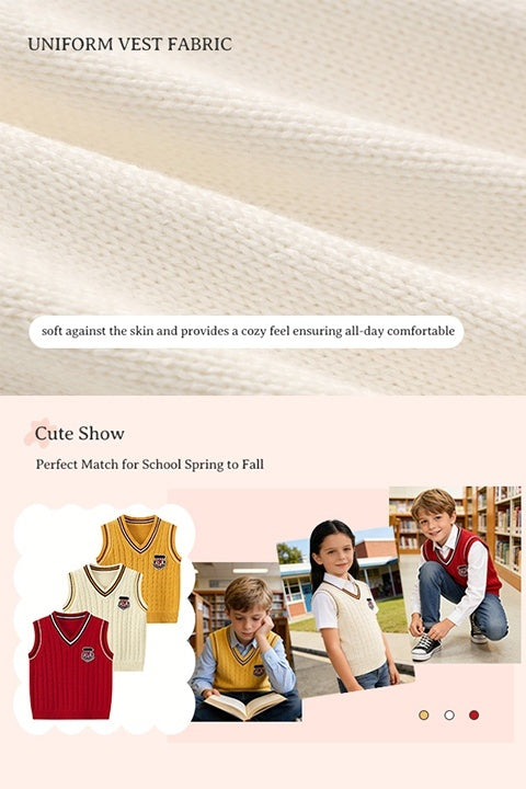 Set of 3, Knitted Undershirts for Kids Suitable for Autumn And Winter, Featuring a Collegiate Style Vest And Sleeveless Design