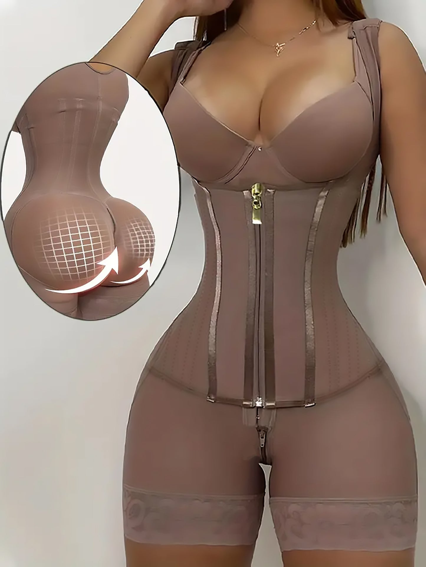 Colombian Style Shaping Waist Cincher Shapewear Tummy Control Body Shaper Postpartum Butt Lifter with Zipper Crotch