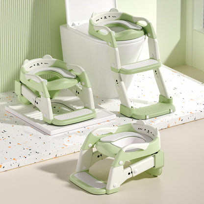 3-in-1 Potty Training Seat & Training Toilet & Potty Chair, Height Adjustable Toddler Toilet Seat for Kids Boys Girls, Foldable Potty Training Toilet with Splash Guard and Anti-Slip Steps
