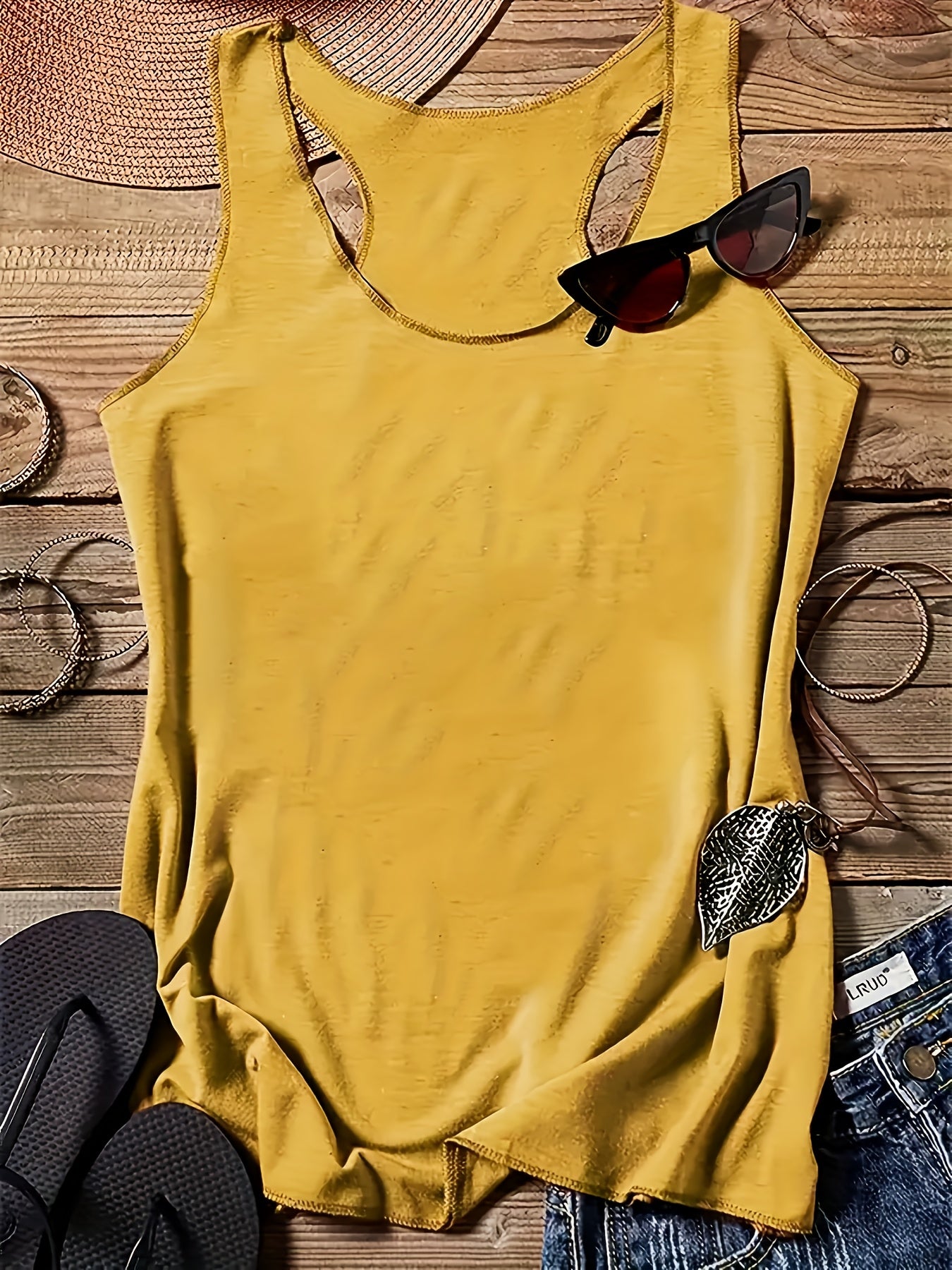 Sinhoon 5pcs Stretchy Fabric Sleeveless Tank Tops - Comfortable Round Neck Casual Tops for Spring & Summer - Versatile Clothing