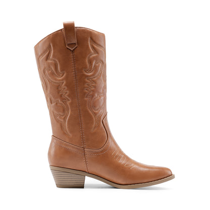 Women's Cowboy Boots Pull On Cowgirl Boots Mid Calf Western Boots, Women's Pull On Mid Calf Western Boots