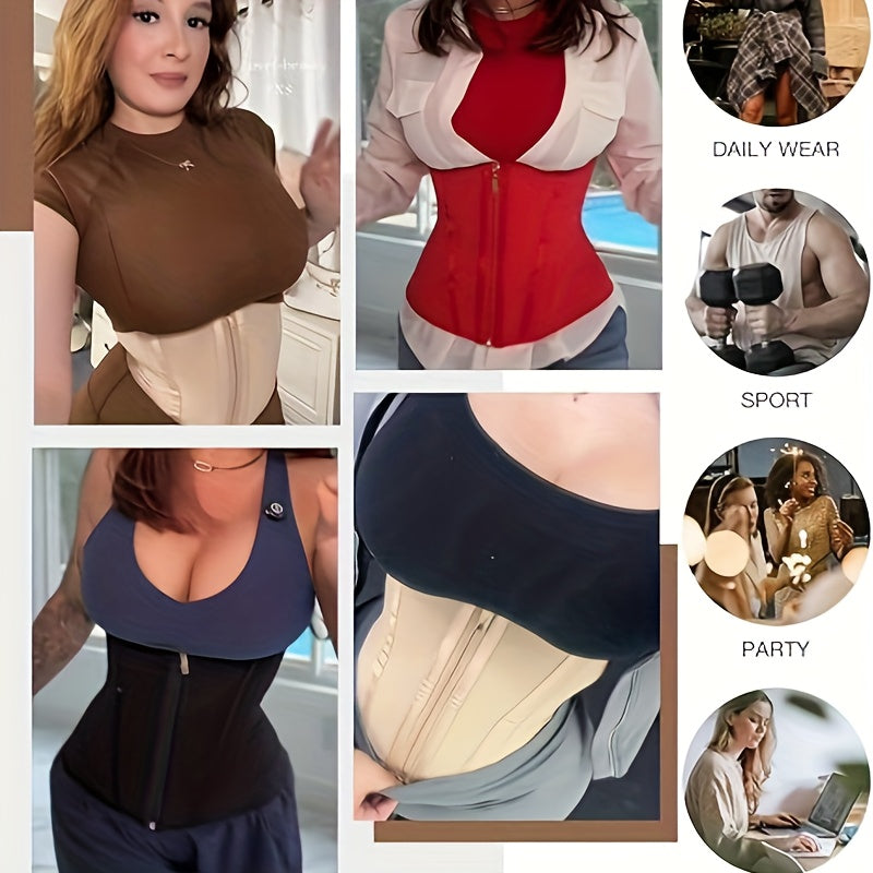 Women's Waist Trainer with Zipper Closure Hooks Corset Ideal for Gym Everyday - product view 7
