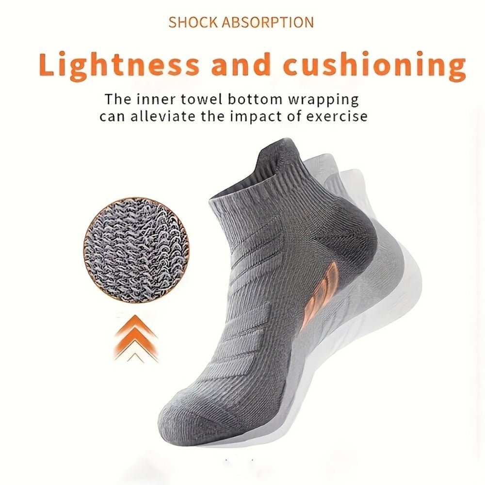 Men's Cushioned Basketball Ankle Socks - 5-Pair Pack