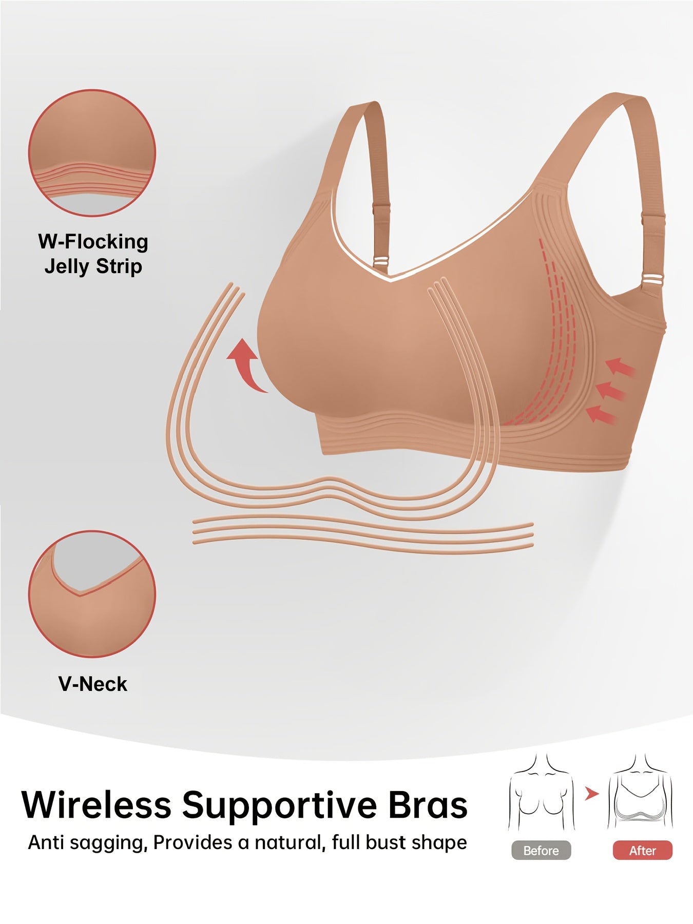 Women's Wireless Bra Comfortable Breathable Seamless Bra Soft Sleeping Bra Push Up Women's Underwear Daily Casual Bra Full Cup Sports Bra Suitable for Daily Wear Adjustable Shoulder Straps