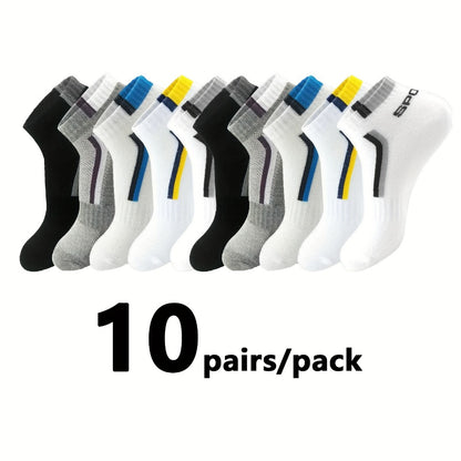 Men's Colorblock Ankle Socks - 30-Pair Pack