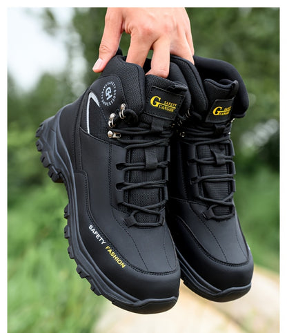 Men's Steel-Toe Work-Style Boots - Rubber Traction Sole and Cushioned Insole