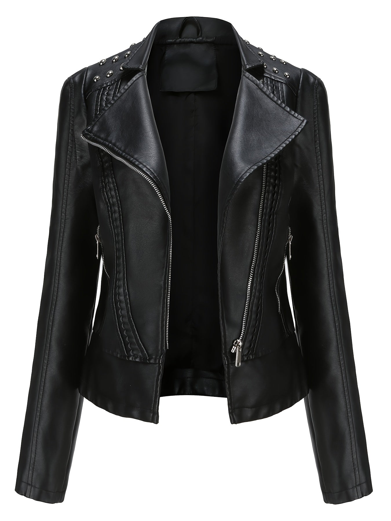 Women'S Beaded Jacket Women Long Sleeve Fashion Jacket Lapel Biker Clothing