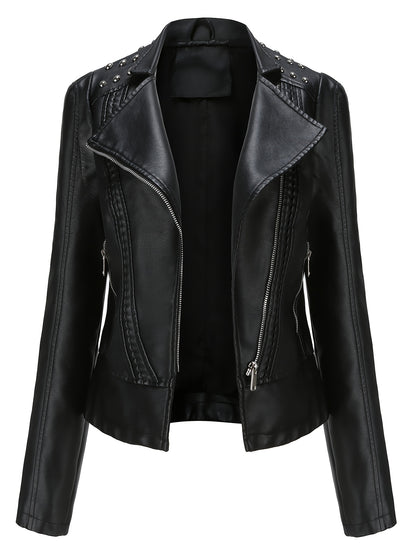 Women'S Beaded Jacket Women Long Sleeve Fashion Jacket Lapel Biker Clothing